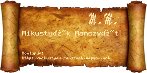 Mikustyák Manszvét névjegykártya